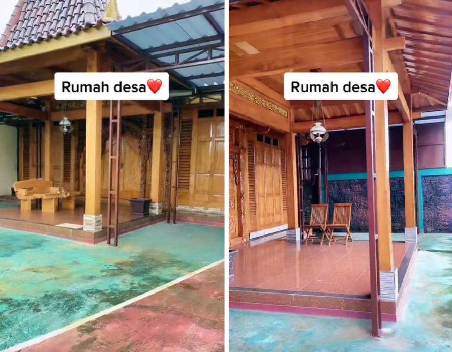 Penampakan rumah tukang bangunan bergaya Jawa tradisional.