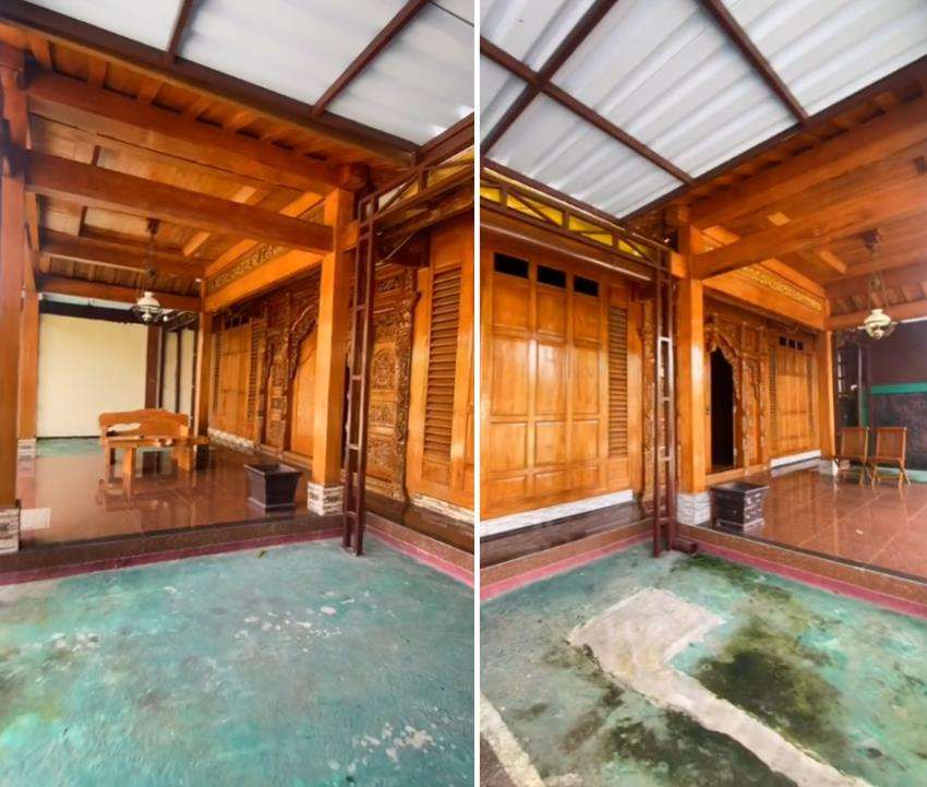 Penampakan rumah tukang bangunan bergaya Jawa tradisional.