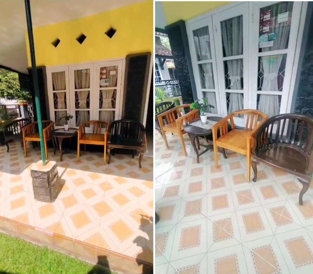 Rumah tua di gang sempit tapi terasa adem dan lega.