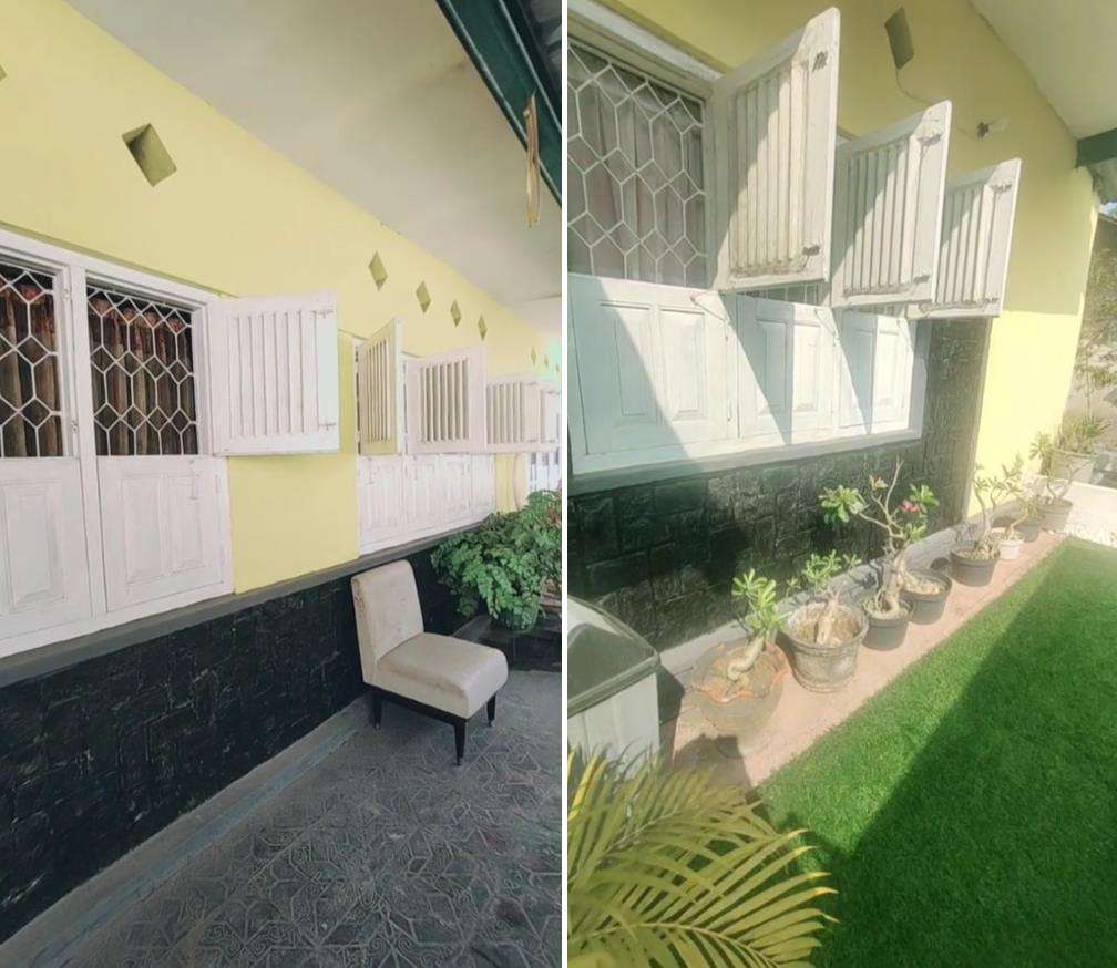 Rumah tua di gang sempit tapi terasa adem dan lega.