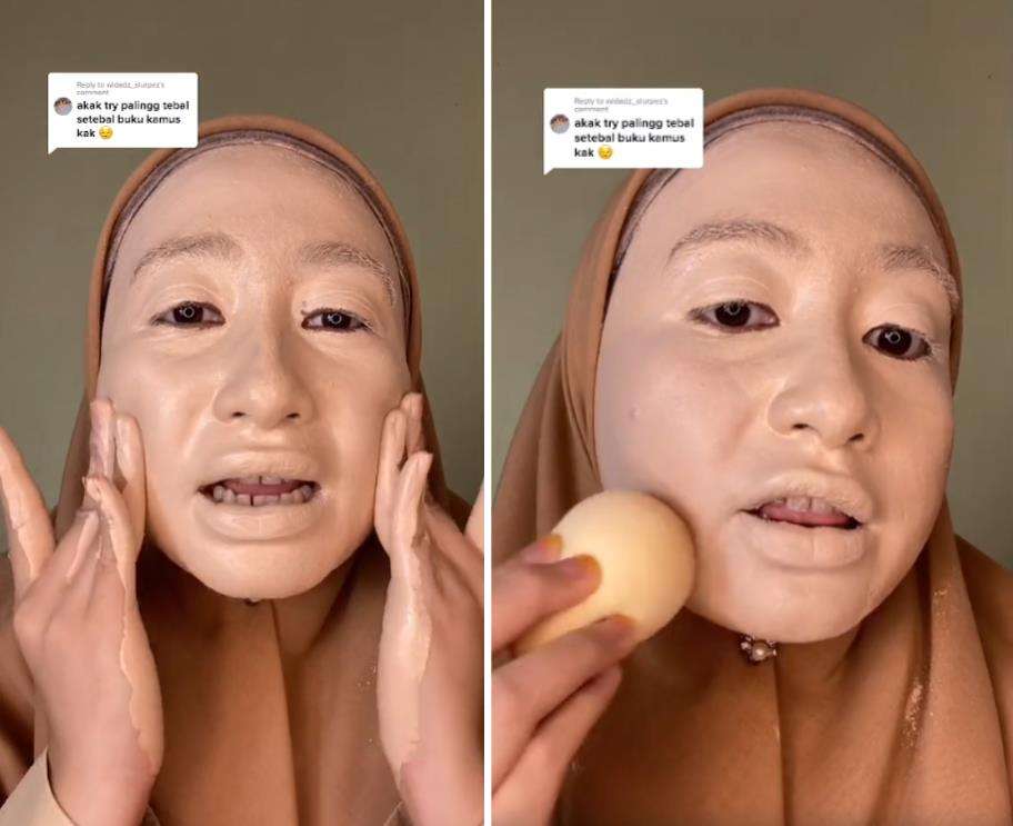 Pesona makeup tebal 10 lapis.