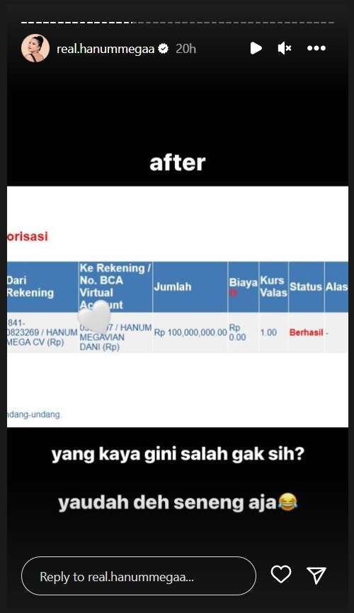 Tangkapan layar Instagram Hanum Mega Tangkapan layar Instagram Hanum Mega