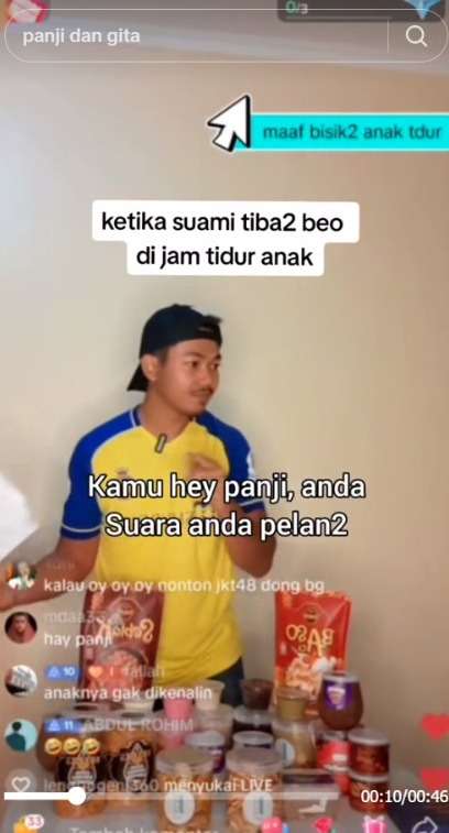 Momen Kocak Pria Jualan Live Tiktok saat Anak Tidur, Gak Ngerti Dibilangin Istri, Endingnya Ngakak Berjamaah