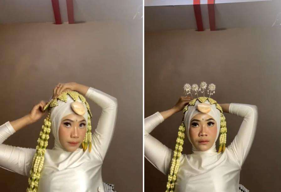 Pengantin makeup sendiri di acara akad nikah.