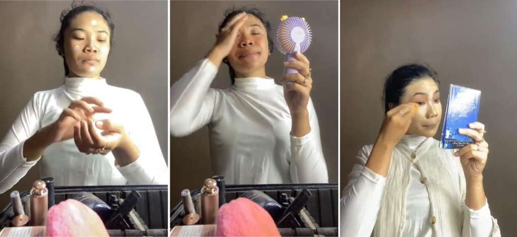 Pengantin makeup sendiri di acara akad nikah.
