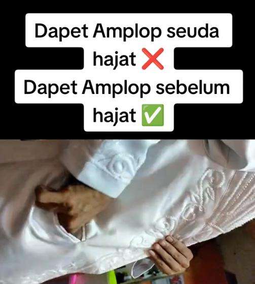 Temukan amplop berisi angpau pernikahan di saku baju pengantin.