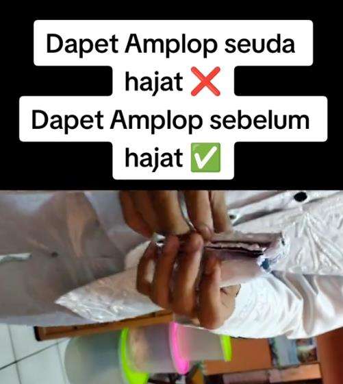 Temukan amplop berisi angpau pernikahan di saku baju pengantin.