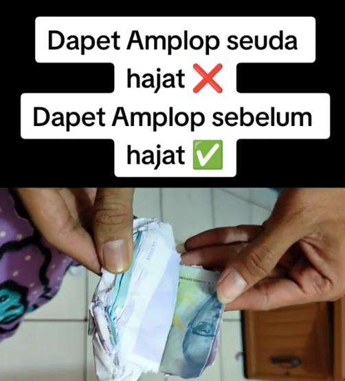 Temukan amplop berisi angpau pernikahan di saku baju pengantin.