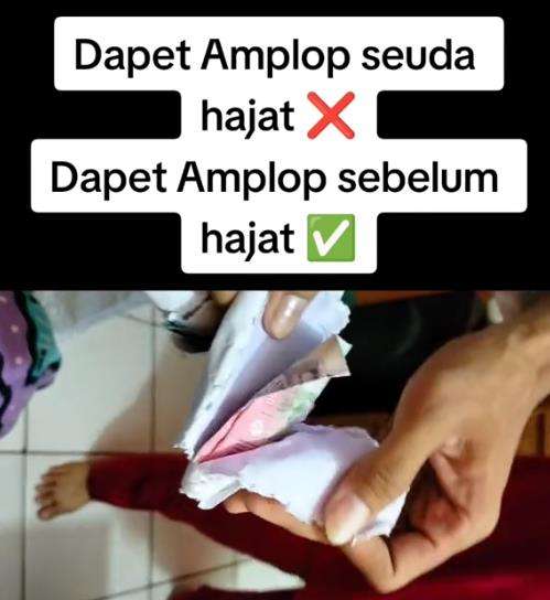 Temukan amplop berisi angpau pernikahan di saku baju pengantin.