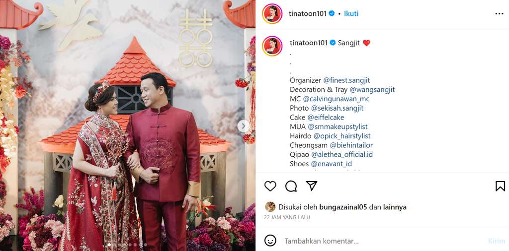 Unggahan Tina Toon bareng calon suami