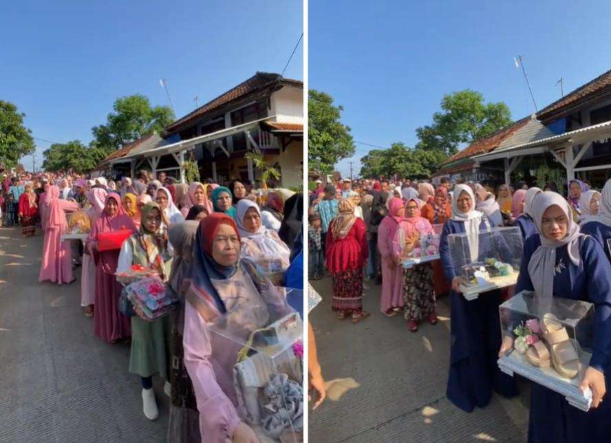 Viral iring-iringan rombongan pengantar pengantin pria capai 1.000 orang.