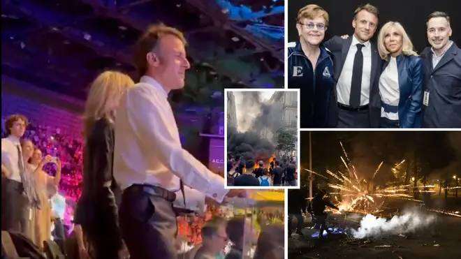 Presiden Emanuel Macron tertangkap kamera menonton konser Elton Jhon saat Paris rusuh