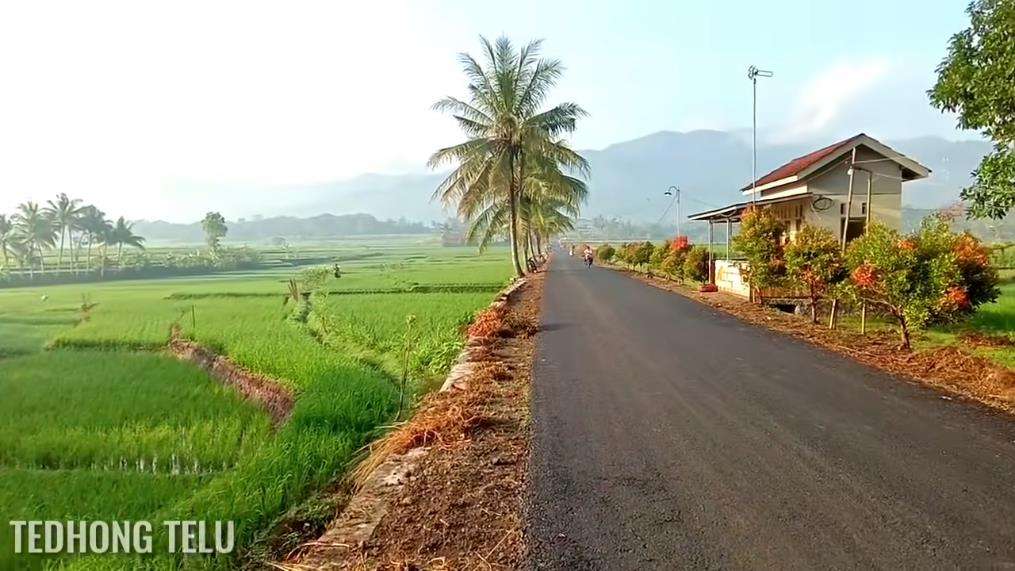 Potret pemandangan desa yang mirip dengan lukisan.