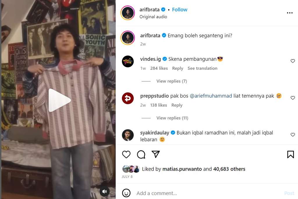 Unggahan komika Arif Brata tiru style Iqbaal Ramadhan