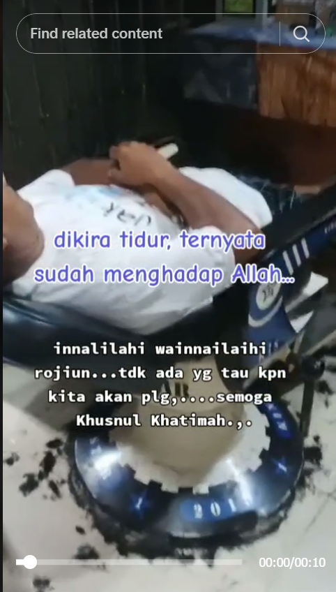 Viral Video Pria Sandaran di Kursi Tukang Cukur, Mata Terpejam Dikira Tidur Pulas Ternyata Sudah Tiada