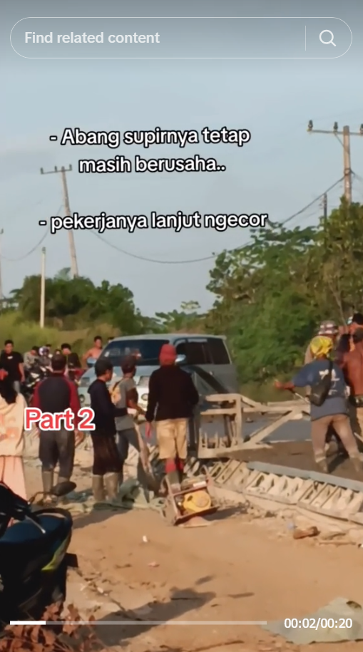 Mobil Nyangkut di Cor Jalan Masih Basah, Sopir SIbuk Tancap Gas, Pekerja Santai Lanjut Ngecor