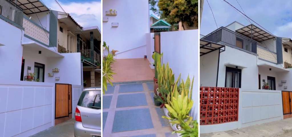Renovasi rumah bobrok hampir roboh jadi mewah dengan dua lantai.