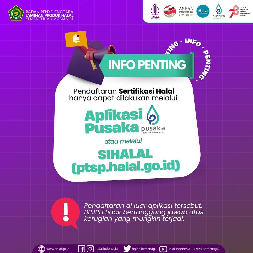 Jangan Terkecoh! Daftar Sertifikasi Halal Hanya Melalui PUSAKA Kemenag