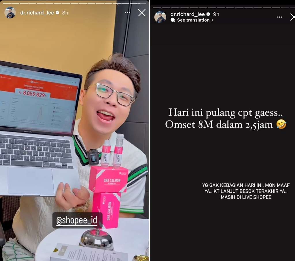Live Streaming Perdana di Shopee Live, dr. Richard Lee Pecahkan Rekor Omset Tembus 8 Miliar Cuma dal
