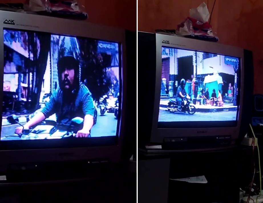 Gangguan televisi bikin gambarnya jadi imut semua.