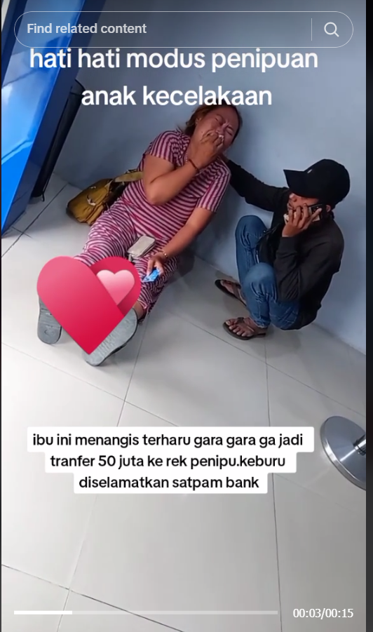 Momen Wanita Menangis Terharu Tak Jadi Korban Penipuan Rp50 Juta, Diselamatkan Satpam Bank