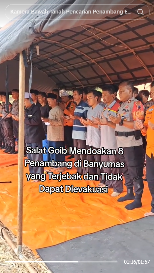 Innalillahi, Momen Dihentikannya Evakuasi 8 Penambang Terjebak di Banyumas, Petugas Tabur Bunga dan Shalat Ghaib Penuh Haru