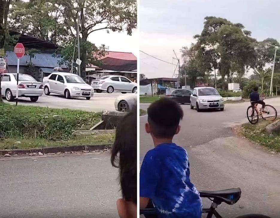 Temannya bawa sepeda, bocah ini setir mobil bapaknya.