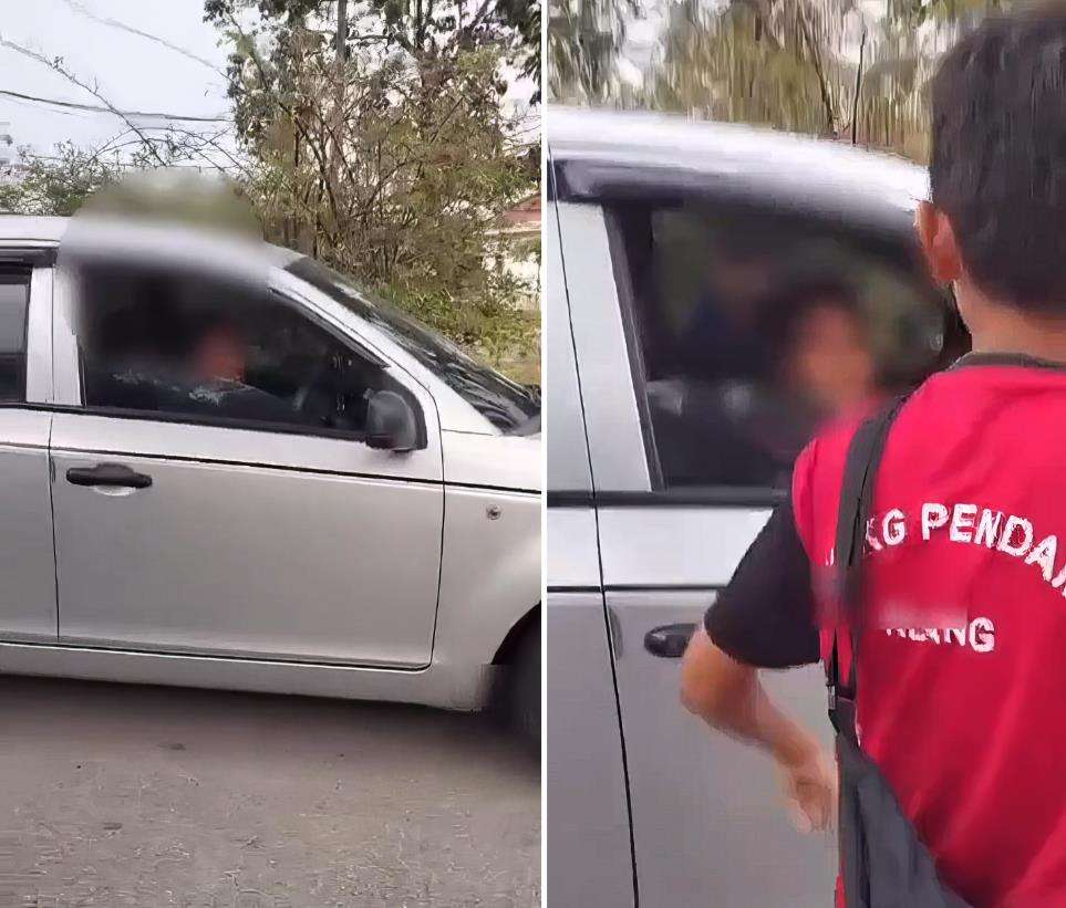 Temannya bawa sepeda, bocah ini setir mobil bapaknya.
