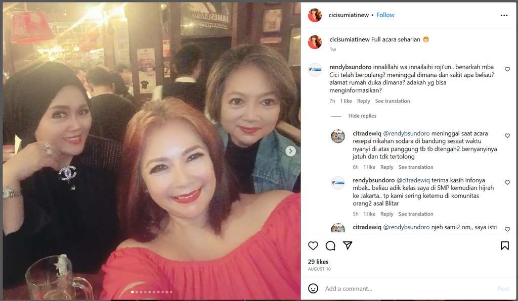 Penyanyi Jazz Cici Sumiati meninggal dunia