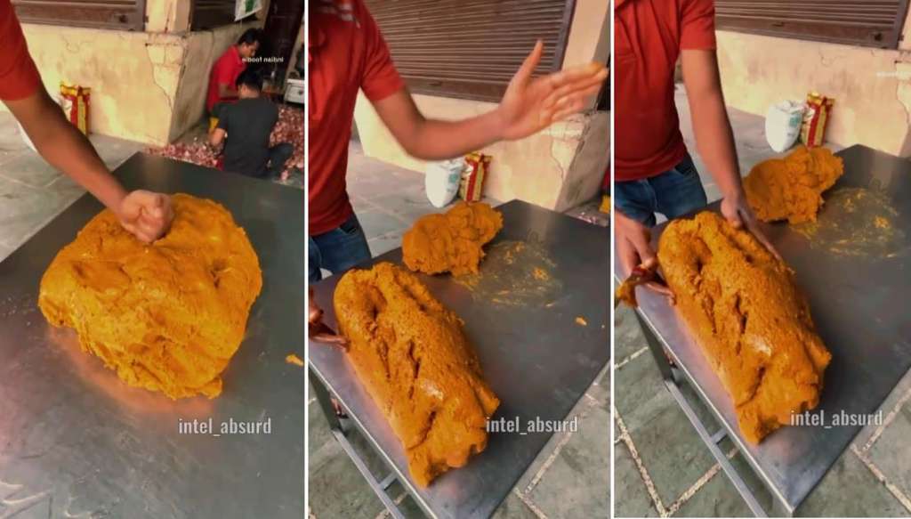 Proses pembuatan makanan aneh di India.