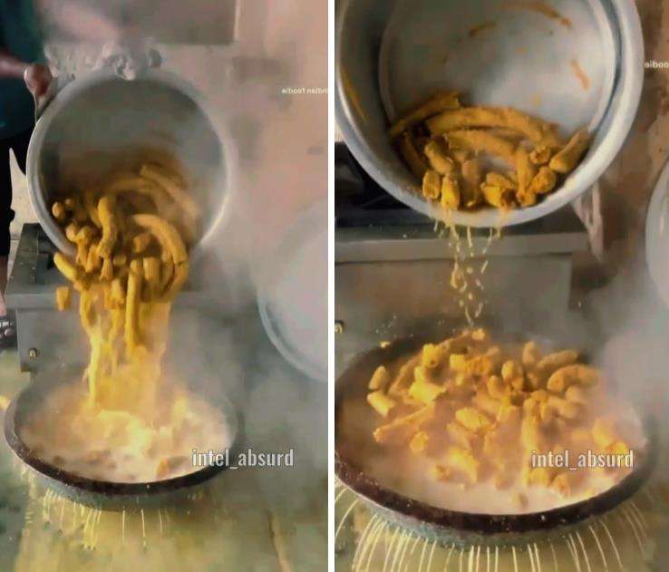 Proses pembuatan makanan aneh di India.