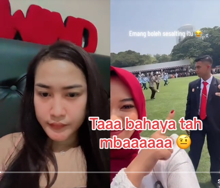 Momen Wanita Caper ke Paspampres, Begini Reaksi Sang Kekasih yang Stitch Langsung Videonya