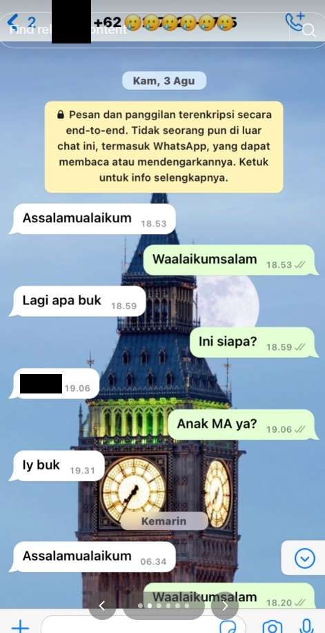 pesan WA murid ke guru