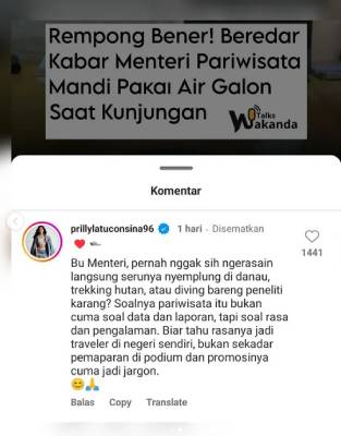 Kritik Pedas Prilly Latuconsina Soal Isu Menpar Mandi Pakai Air Galon