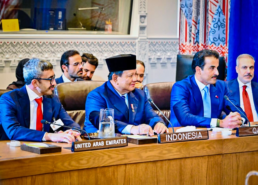 Presiden Prabowo Subianto saat pertemuan dengan Presiden AS Donald Trump
