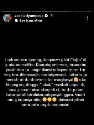 Zaskia Adya Mecca Resah Penanya di Kajian Diumbar: Sama Aja Membuka Aib
