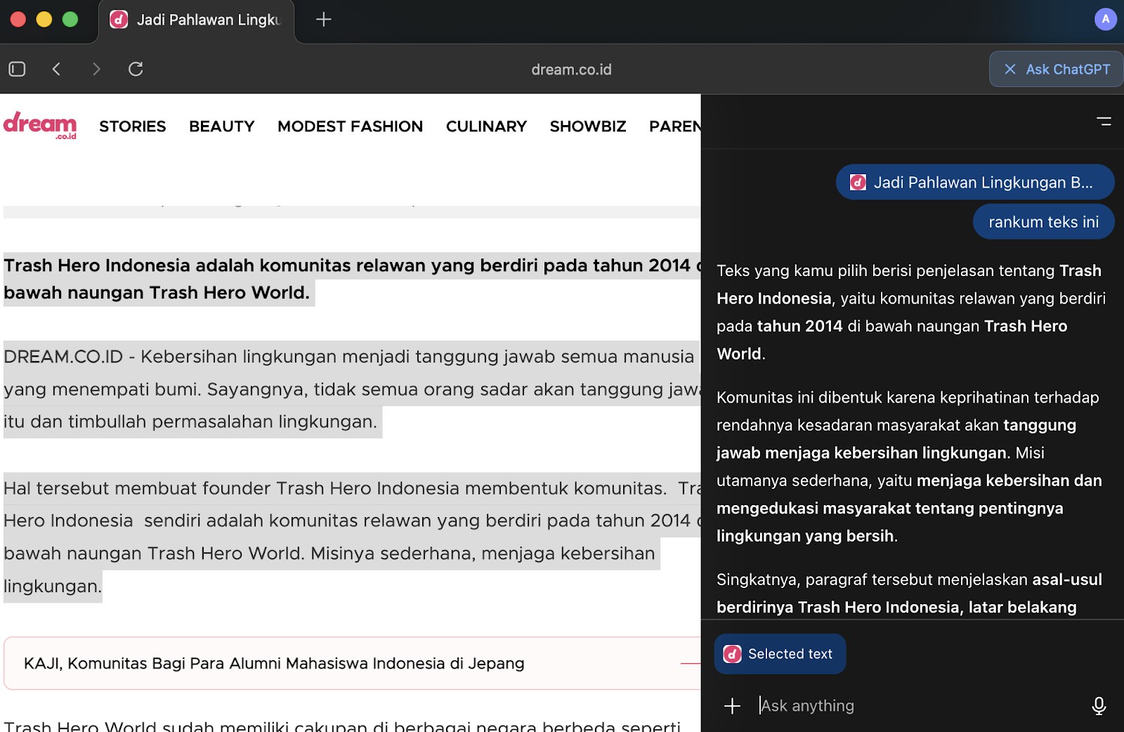 Fitur Ask ChatGPT