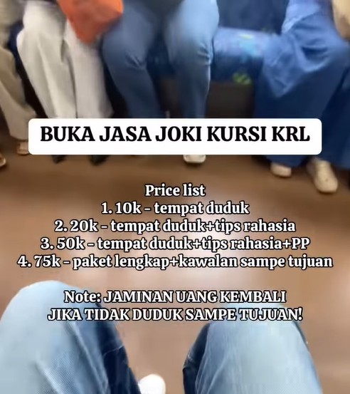 Joki tempat duduk di KRL
