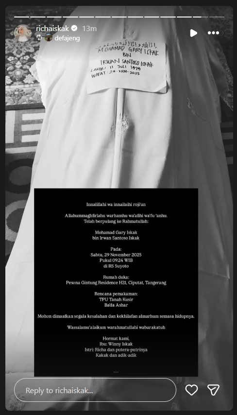 Unggahan Istri Gary Iskak Unggahan Istri Gary Iskak