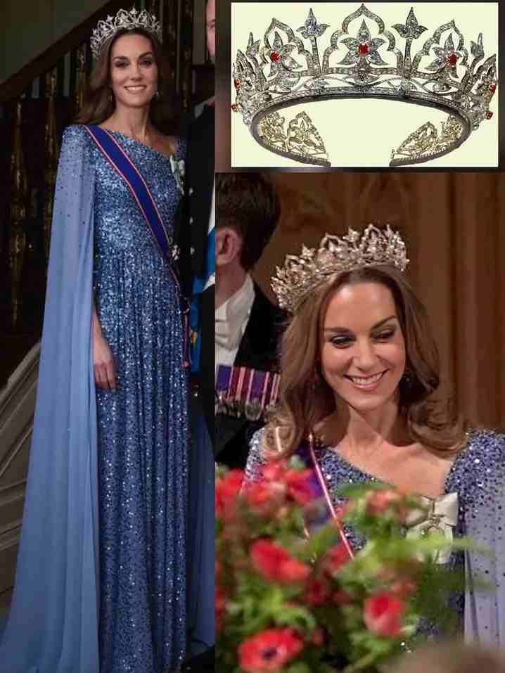 Detail mahkota yang dikenakan perdana oleh Kate Middleton