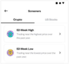 Tampilan layar dari fitur Screeners