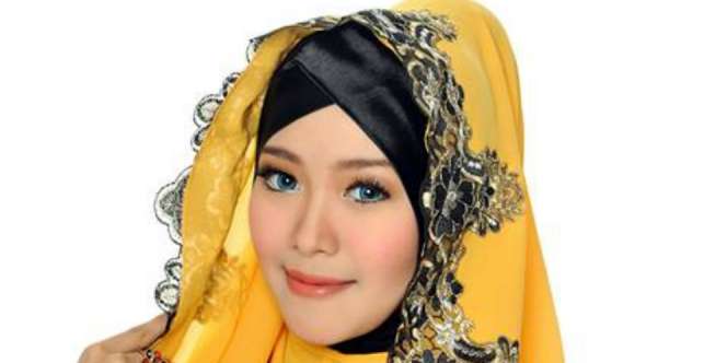 Jilbab Chiffon Peafowl Lace untuk Pesta