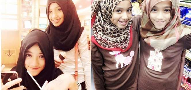Cantiknya Gaya Berhijab Kakak Beradik Shirieen dan Darin