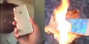 Pria Marah Bakar iPhone 6 