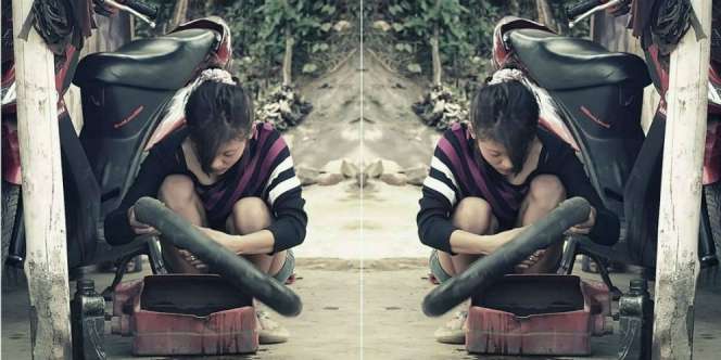 Kegigihan Gadis Penambal Ban Panen Pujian di Sosmed