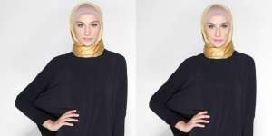 Mozlineshop: Elegan di Pesta dengan Gamis Hitam dan Hijab Emas