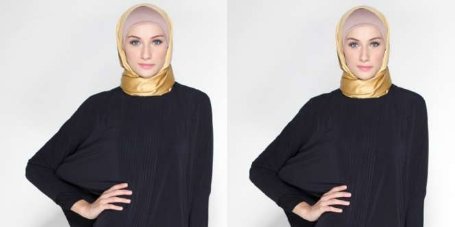 Mozlineshop: Elegan di Pesta dengan Gamis Hitam dan Hijab Emas