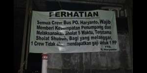 Bus Haryanto Wajibkan Sopir Berhenti Saat Waktu Salat