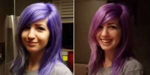 Coba Tebak, Rambut Wanita Cantik Ini Berwarna Biru atau Ungu?