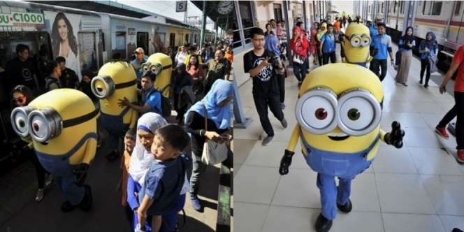 Kala Minions Sapa Langsung Penumpang Kereta 